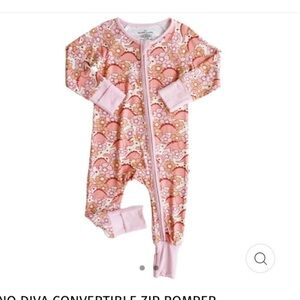 NWT Bamboo Convertible Romper with Dual Zippers Size 3-6 Months Caden Lane